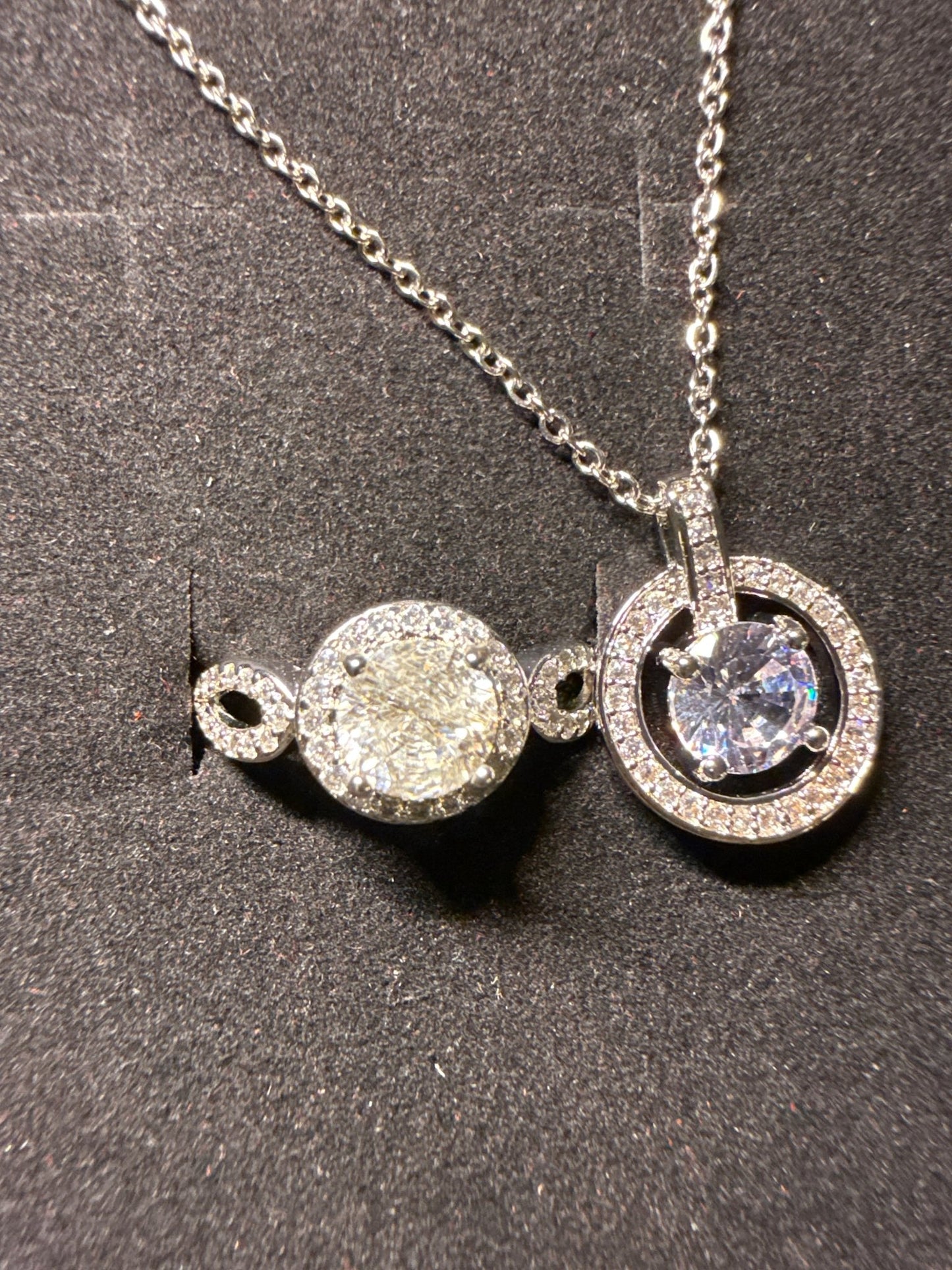 Moissanite Silver Jewelry Set Necklace and Ring Adjustable Size - Canvas & Charms