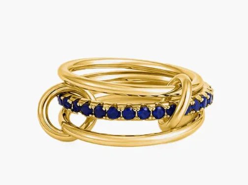 Multi-Layered Stainless Steel Spinelli Rings Interlocking Design Style Jewelry With Copper Zirconia For Couples - Canvas & Charms