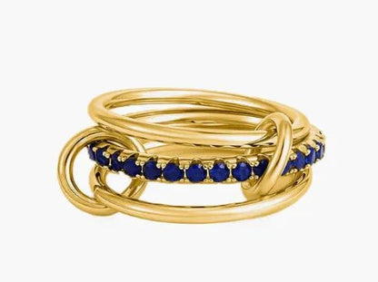 Multi-Layered Stainless Steel Spinelli Rings Interlocking Design Style Jewelry With Copper Zirconia For Couples - Canvas & Charms