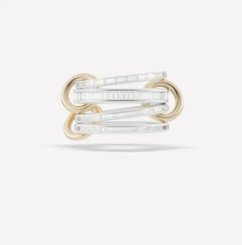 Multi-Layered Stainless Steel Spinelli Rings Interlocking Design Style Jewelry With Copper Zirconia For Couples - Canvas & Charms
