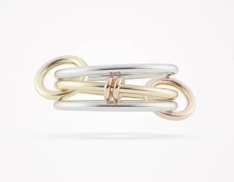 Multi-Layered Stainless Steel Spinelli Rings Interlocking Design Style Jewelry With Copper Zirconia For Couples - Canvas & Charms