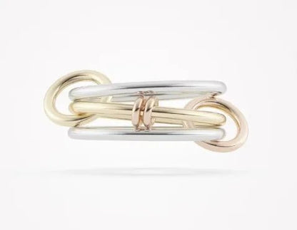 Multi-Layered Stainless Steel Spinelli Rings Interlocking Design Style Jewelry With Copper Zirconia For Couples - Canvas & Charms
