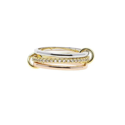 Multi-Layered Stainless Steel Spinelli Rings Interlocking Design Style Jewelry With Copper Zirconia For Couples - Canvas & Charms