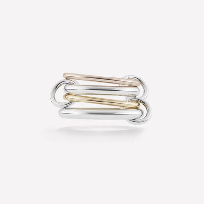Multi-Layered Stainless Steel Spinelli Rings Interlocking Design Style Jewelry With Copper Zirconia For Couples - Canvas & Charms