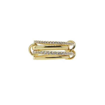 Multi-Layered Stainless Steel Spinelli Rings Interlocking Design Style Jewelry With Copper Zirconia For Couples - Canvas & Charms