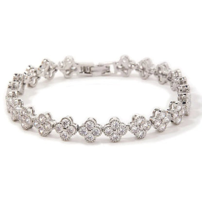 New Fashion Four Leaf Clover Bracelet Colorful Zirconia Luxury Hand Jewelry Bohemian Style Floral Craft - Canvas & Charms