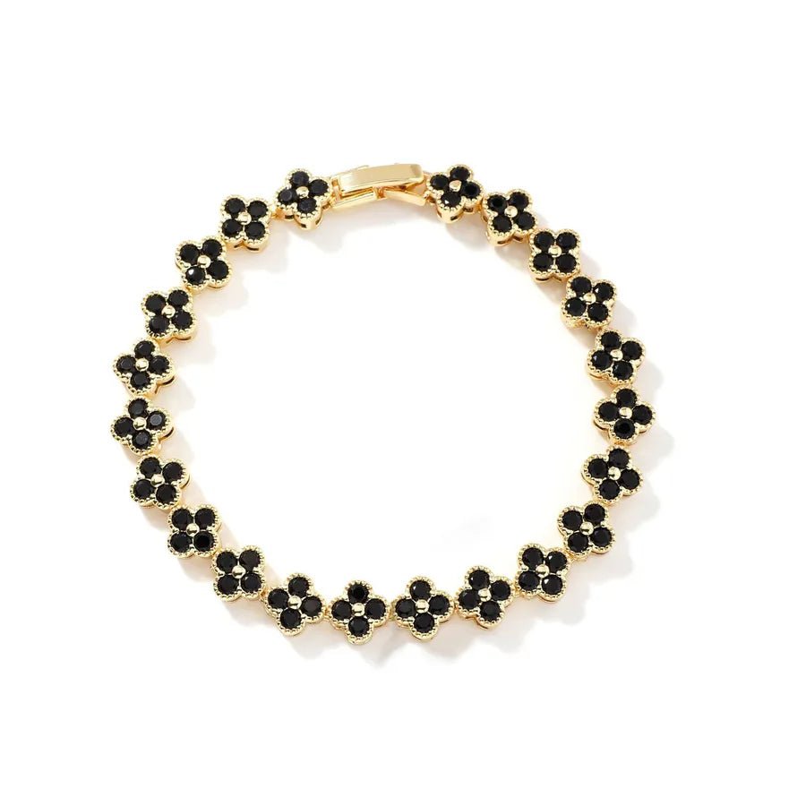 New Fashion Four Leaf Clover Bracelet Colorful Zirconia Luxury Hand Jewelry Bohemian Style Floral Craft - Canvas & Charms