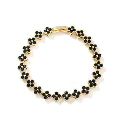 New Fashion Four Leaf Clover Bracelet Colorful Zirconia Luxury Hand Jewelry Bohemian Style Floral Craft - Canvas & Charms