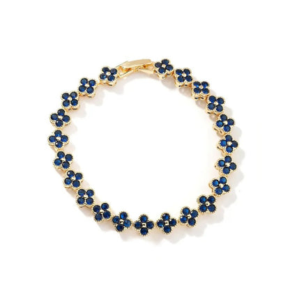 New Fashion Four Leaf Clover Bracelet Colorful Zirconia Luxury Hand Jewelry Bohemian Style Floral Craft - Canvas & Charms