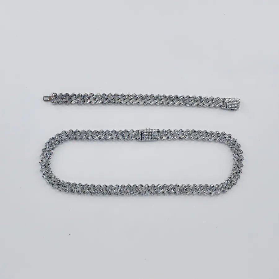 New Hip Hop hiphop Trendy 10 Diamond Flip Cuban Chain Full Diamond Necklace Big Gold Chain - Canvas & Charms