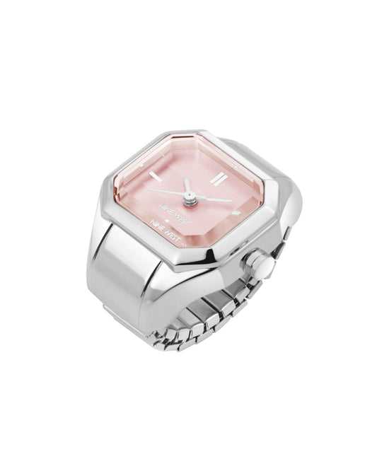 Nine West Women's Ring Watch Gold/Tan/Silver/Pink - Canvas & Charms