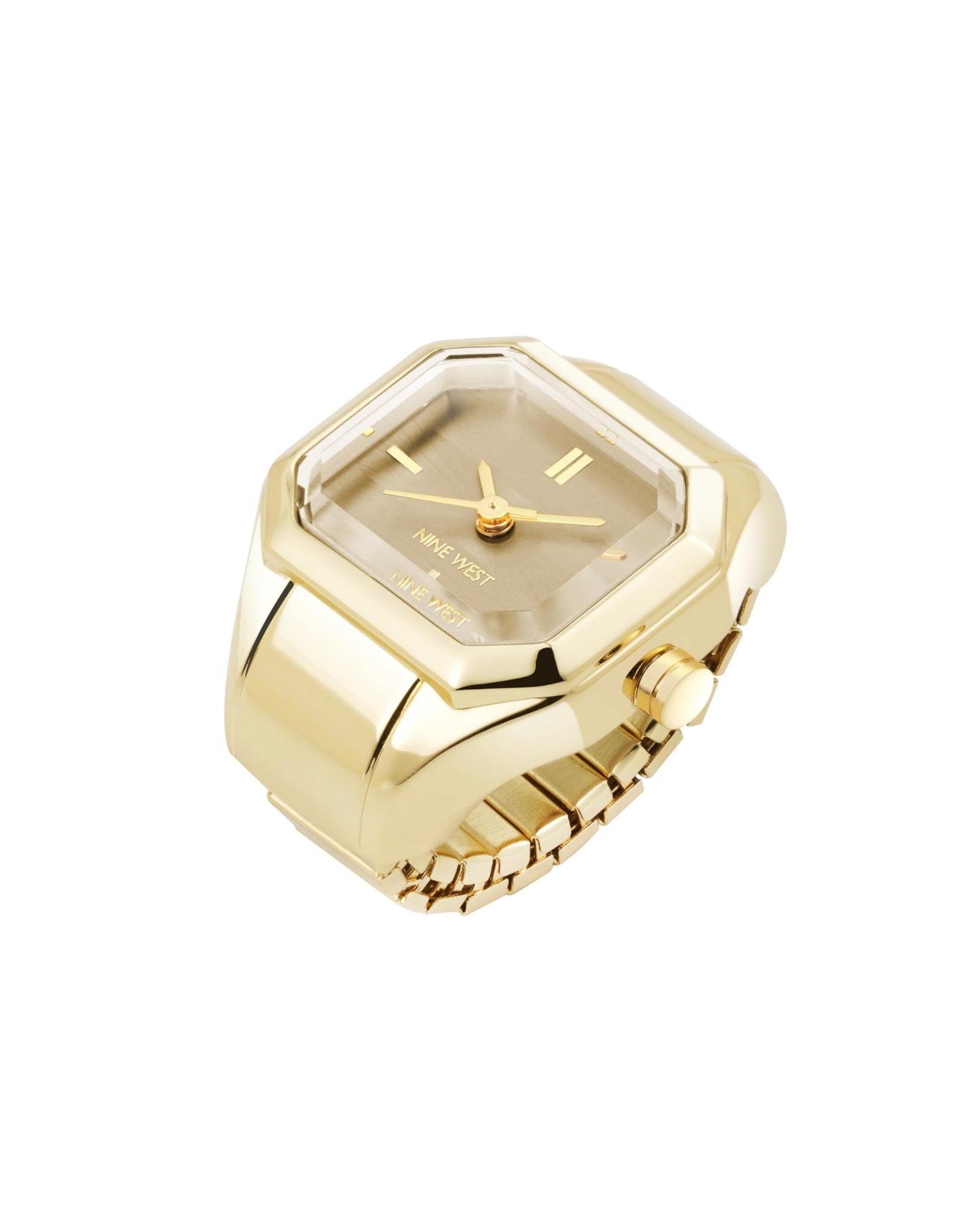 Nine West Women's Ring Watch Gold/Tan/Silver/Pink - Canvas & Charms