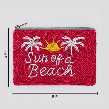 Pearl Beaded Coin Purse Handmade with Colorful Designs Savings Bag Small Zipper Pouch for Cash Card & Makeup (Botox Money) - Canvas & Charms