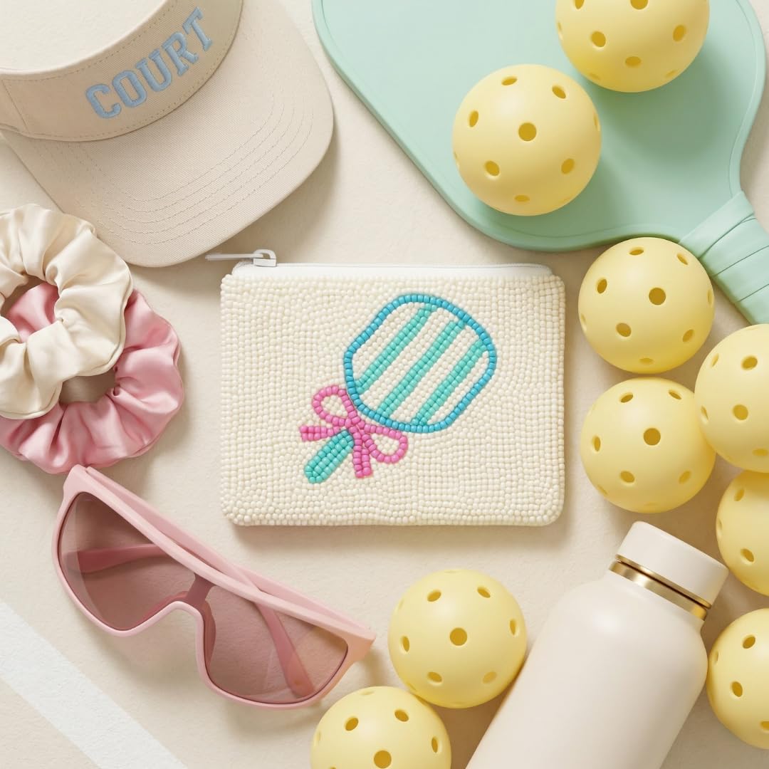 Pearl Beaded Coin Purse Handmade with Colorful Designs Savings Bag Small Zipper Pouch for Cash Card & Makeup (Botox Money) - Canvas & Charms