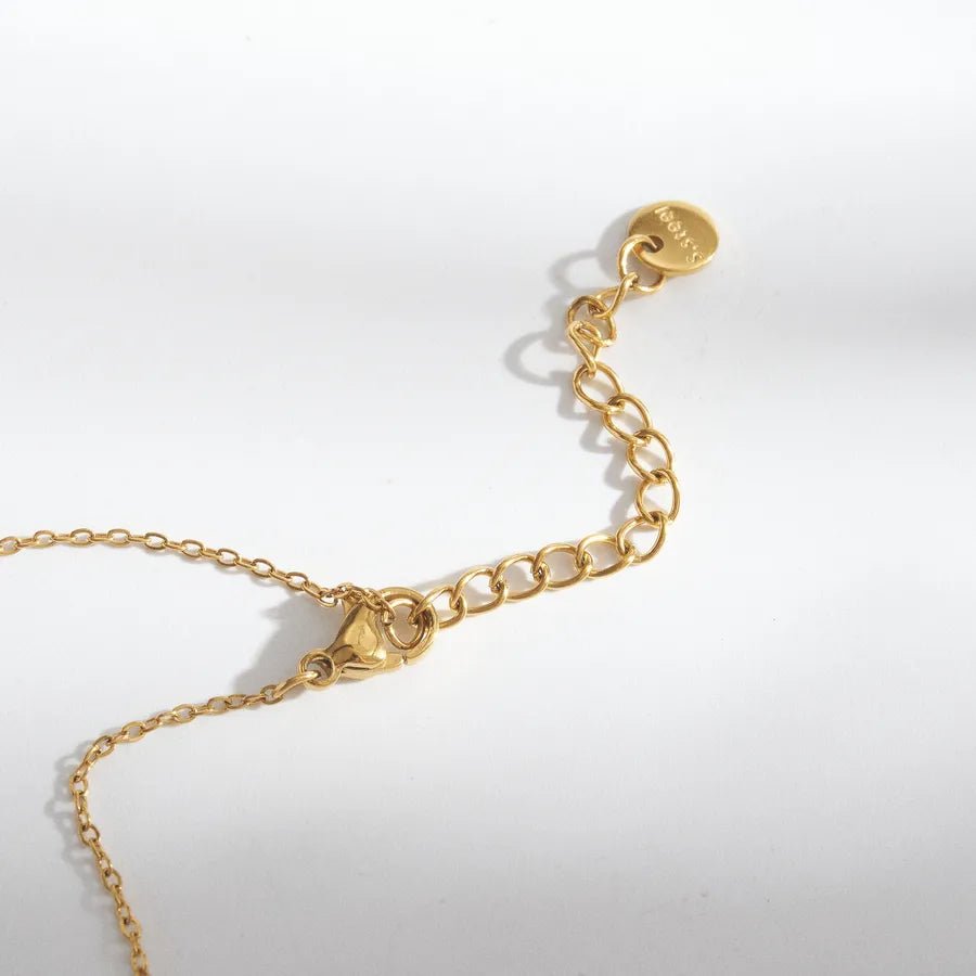 Polished Oval Necklace for Women in 304 Stainless Steel with Real Gold PVD Coated Plating and Zircon Inlay on Cable Chain - Canvas & Charms