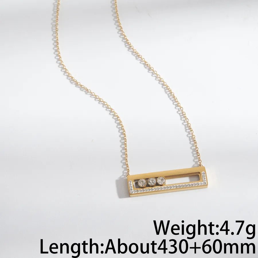 Polished Oval Necklace for Women in 304 Stainless Steel with Real Gold PVD Coated Plating and Zircon Inlay on Cable Chain - Canvas & Charms