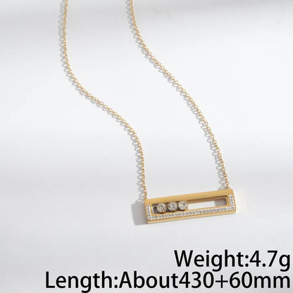 Polished Oval Necklace for Women in 304 Stainless Steel with Real Gold PVD Coated Plating and Zircon Inlay on Cable Chain - Canvas & Charms