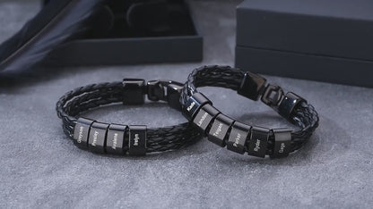Men's Personalized Leather Bracelet with Engraving Father's Day Gift for Him