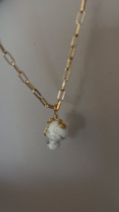 Mushroom Crystal Chain Necklace in White Howlite