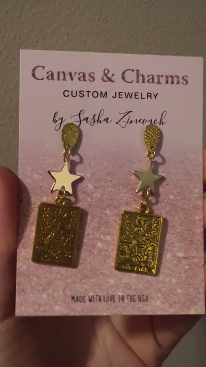 The Star Tarot Card Earrings in Gold