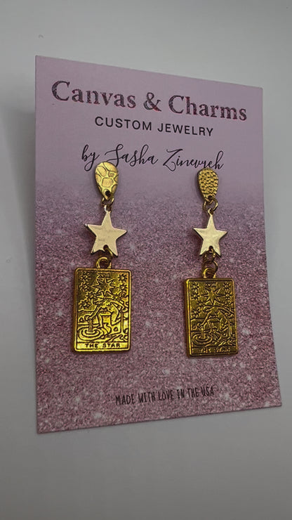 The Star Tarot Card Earrings in Gold