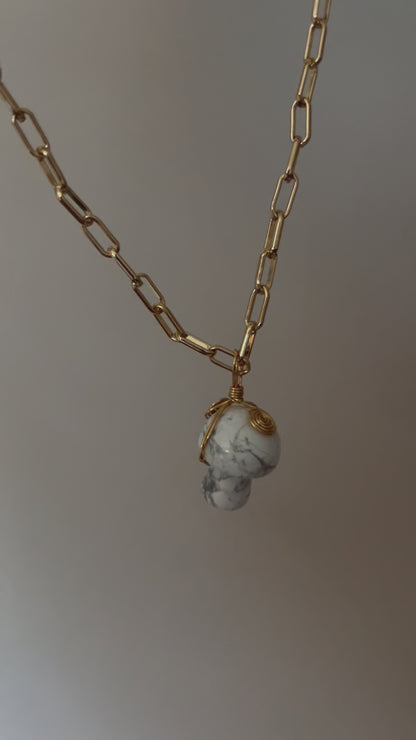 Mushroom Crystal Chain Necklace in White Howlite