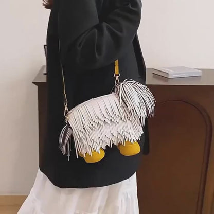 Dog-Shaped Fuzzy Crossbody Bag Funny Purse
