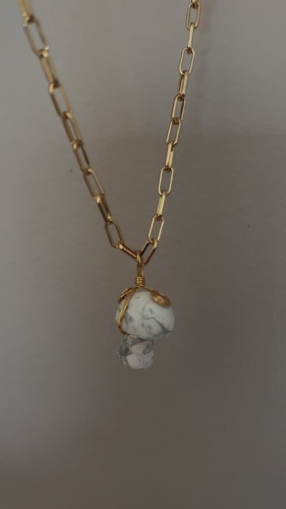 Mushroom Crystal Chain Necklace in White Howlite