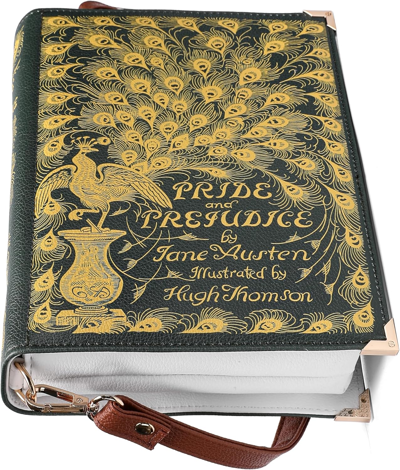 Pride and Prejudice Cross - Body Shoulder Bag Perfect for Book Lovers | Book Purse Clutch | Bookish Gift for Her | Jane Austen Valentine’s Day Present, Green, Large - Canvas & Charms