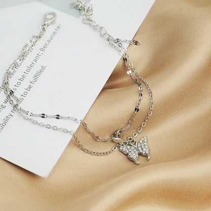 retro Bohemian beach anklet set fashion simple wind color diamond butterfly multi-layer anklet wholesale - Canvas & Charms
