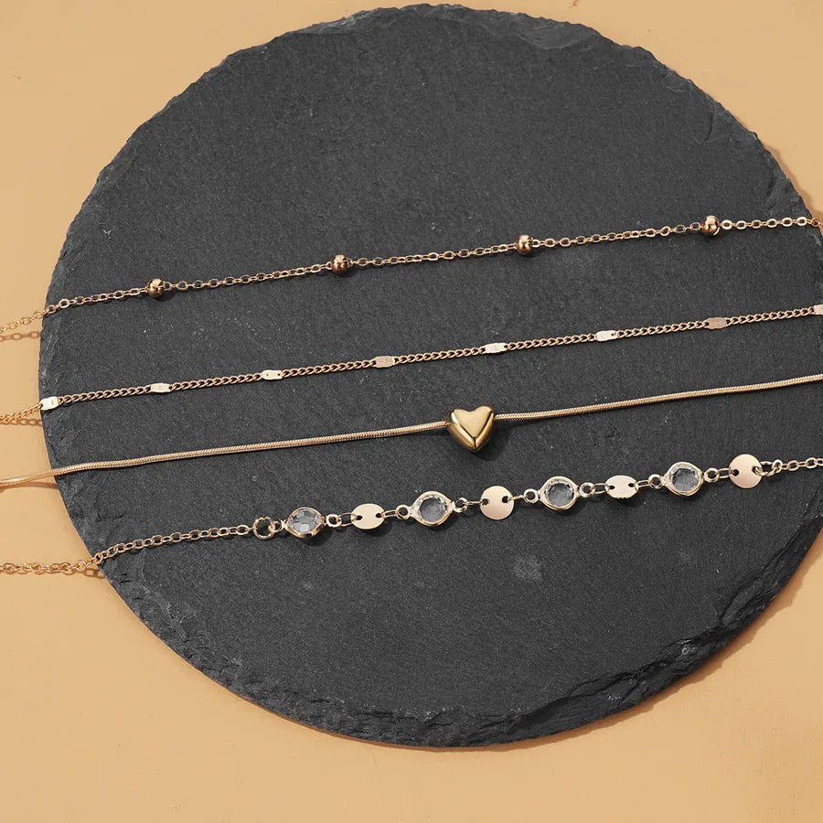retro Bohemian beach anklet set fashion simple wind color diamond butterfly multi-layer anklet wholesale - Canvas & Charms