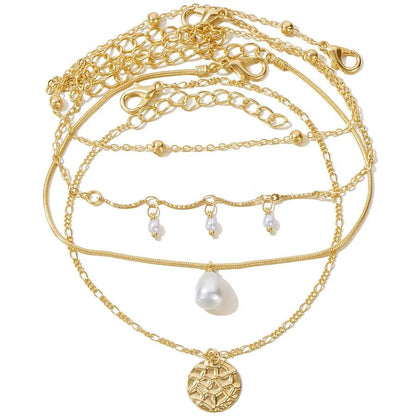 retro Bohemian beach anklet set fashion simple wind color diamond butterfly multi-layer anklet wholesale - Canvas & Charms