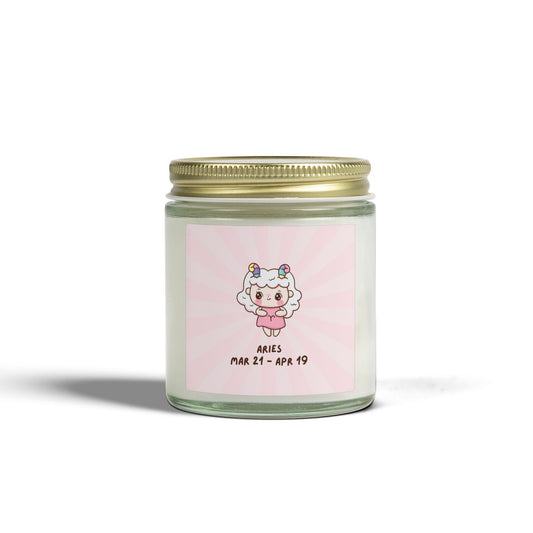 Scented Candle for Aries Zodiac Sign Coconut Apricot Wax 4oz - Canvas & Charms
