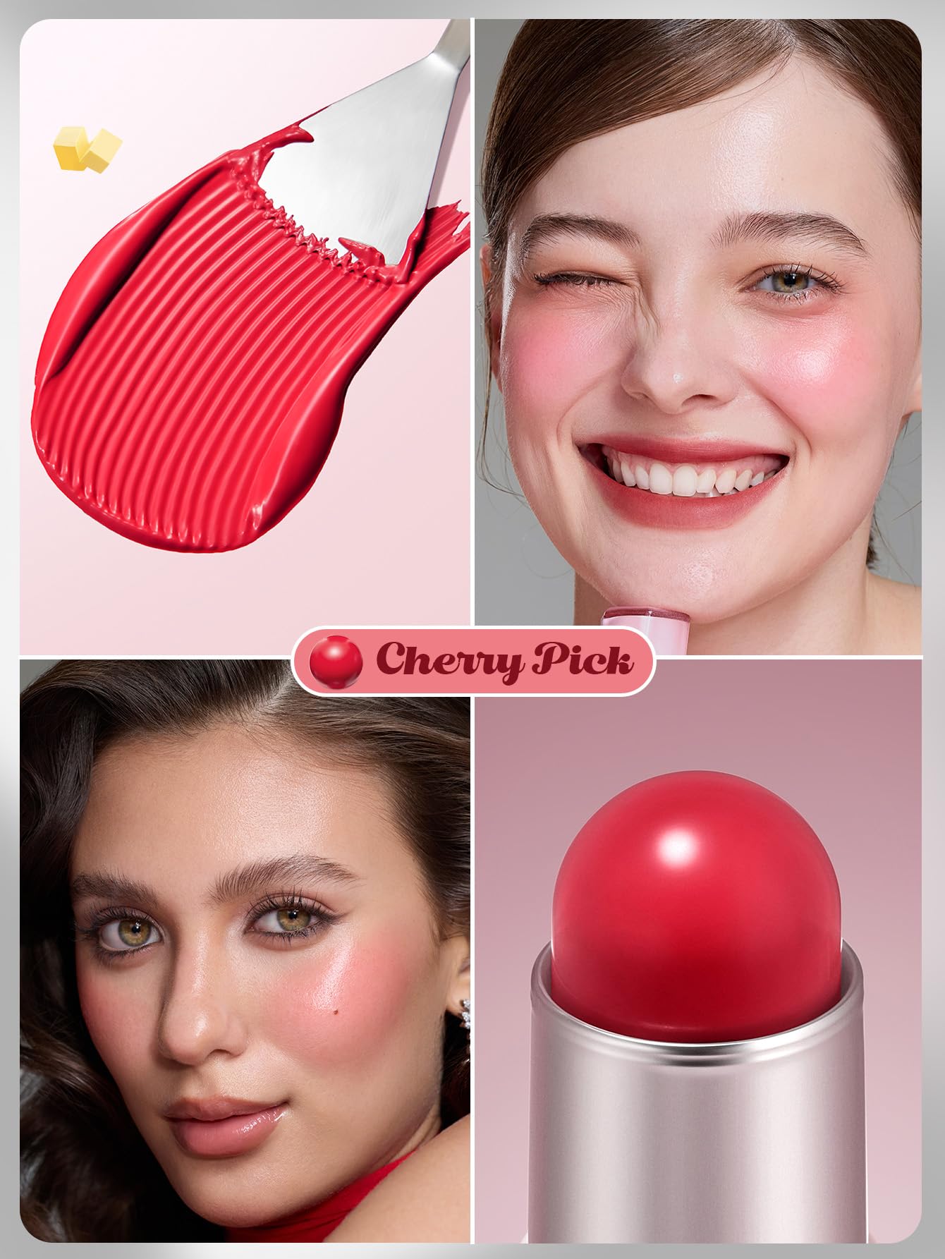 SHEGLAM Buttery Bliss Blush Stick Cream Milk Makeup Blush - Cherry Pick - Canvas & Charms
