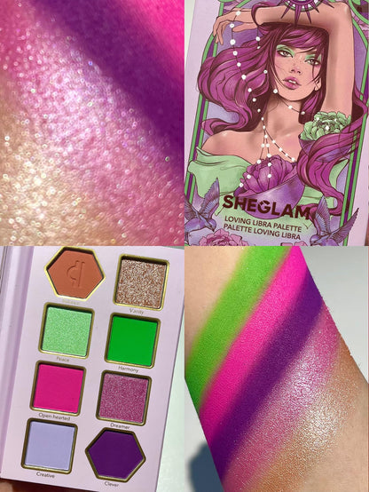 SHEGLAM Glitter Metallic Eyeshadow Palette 8 - Color High Pigment Green Gold Long Wearing Horoscope Collection Eye Shadow Palette - Virtuous Virgo - Canvas & Charms