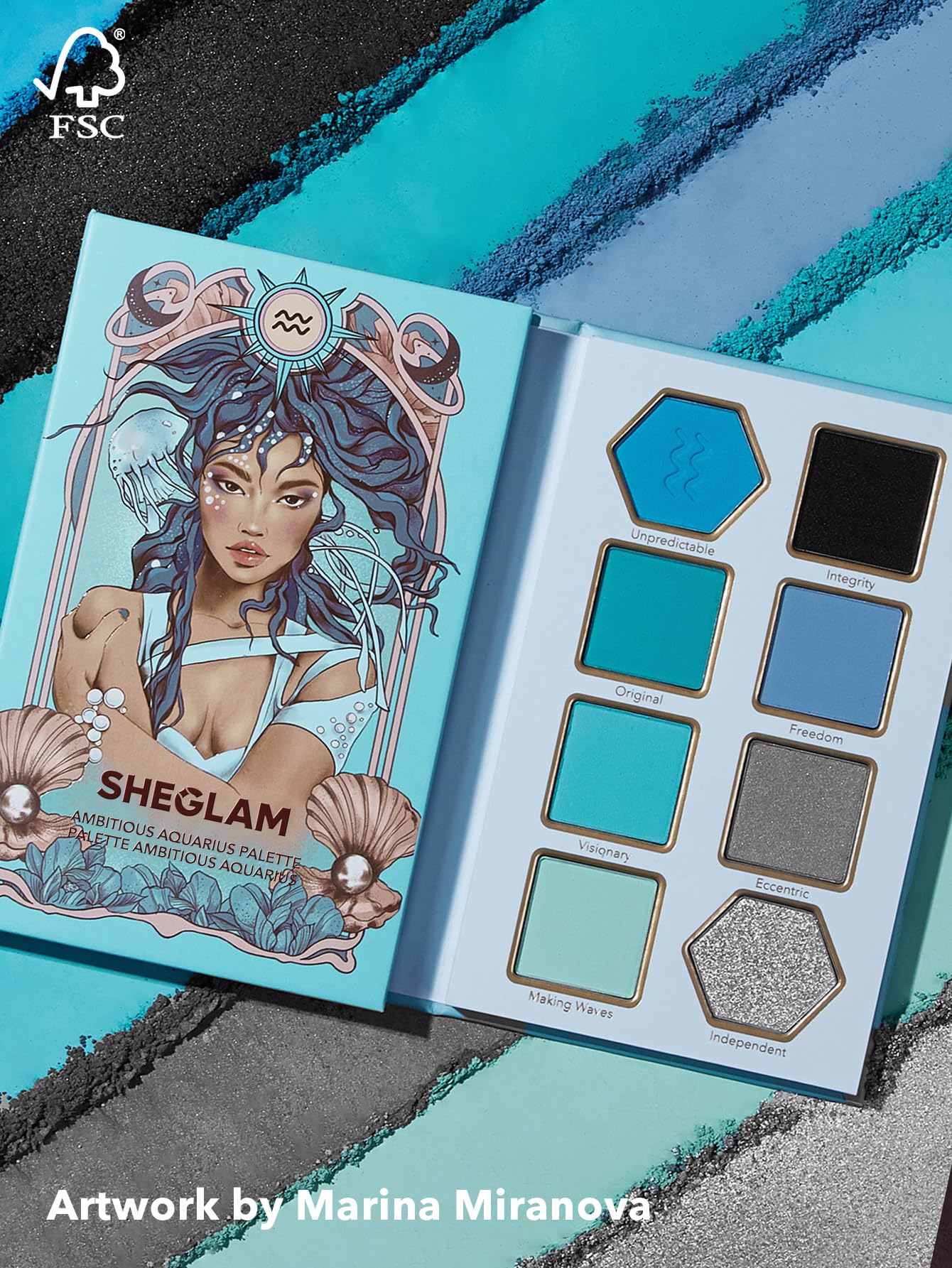 SHEGLAM Glitter Metallic Eyeshadow Palette 8 - Color High Pigment Green Gold Long Wearing Horoscope Collection Eye Shadow Palette - Virtuous Virgo - Canvas & Charms