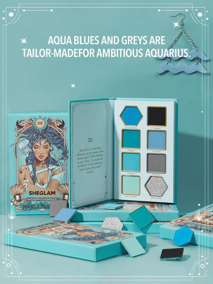 SHEGLAM Glitter Metallic Eyeshadow Palette 8 - Color High Pigment Green Gold Long Wearing Horoscope Collection Eye Shadow Palette - Virtuous Virgo - Canvas & Charms