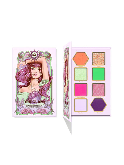 SHEGLAM Glitter Metallic Eyeshadow Palette 8 - Color High Pigment Green Gold Long Wearing Horoscope Collection Eye Shadow Palette - Virtuous Virgo - Canvas & Charms