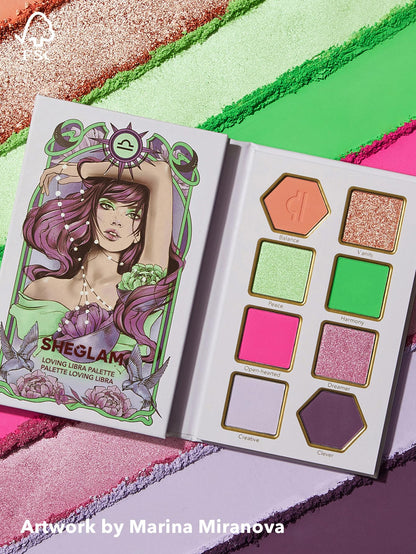 SHEGLAM Glitter Metallic Eyeshadow Palette 8 - Color High Pigment Green Gold Long Wearing Horoscope Collection Eye Shadow Palette - Virtuous Virgo - Canvas & Charms