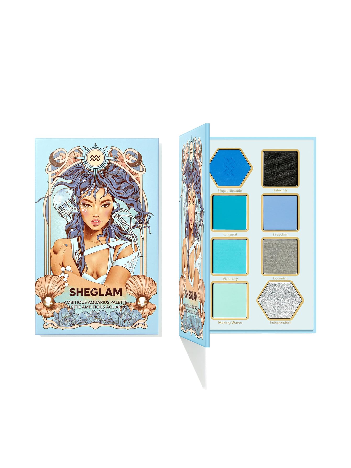 SHEGLAM Glitter Metallic Eyeshadow Palette 8 - Color High Pigment Green Gold Long Wearing Horoscope Collection Eye Shadow Palette - Virtuous Virgo - Canvas & Charms