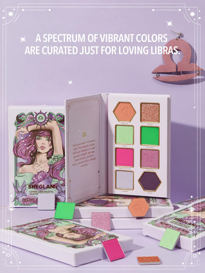 SHEGLAM Glitter Metallic Eyeshadow Palette 8 - Color High Pigment Green Gold Long Wearing Horoscope Collection Eye Shadow Palette - Virtuous Virgo - Canvas & Charms