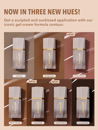 SHEGLAM Sun Sculpt Cool Toned Liquid Contour Stick Long Lasting Cream Bronzer Makeup - Soft Tan - Canvas & Charms