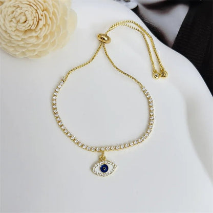Simple Style Classic Style Devil's Eye Copper Inlay Zircon Bracelets 1 Piece - Canvas & Charms