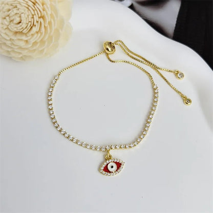Simple Style Classic Style Devil's Eye Copper Inlay Zircon Bracelets 1 Piece - Canvas & Charms