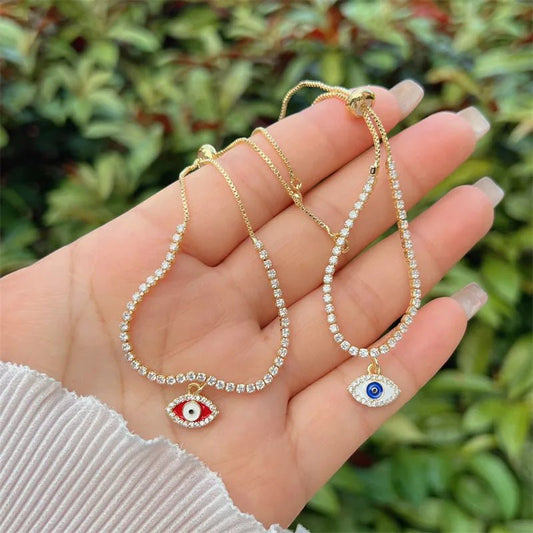 Simple Style Classic Style Devil's Eye Copper Inlay Zircon Bracelets 1 Piece - Canvas & Charms