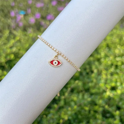 Simple Style Classic Style Devil's Eye Copper Inlay Zircon Bracelets 1 Piece - Canvas & Charms