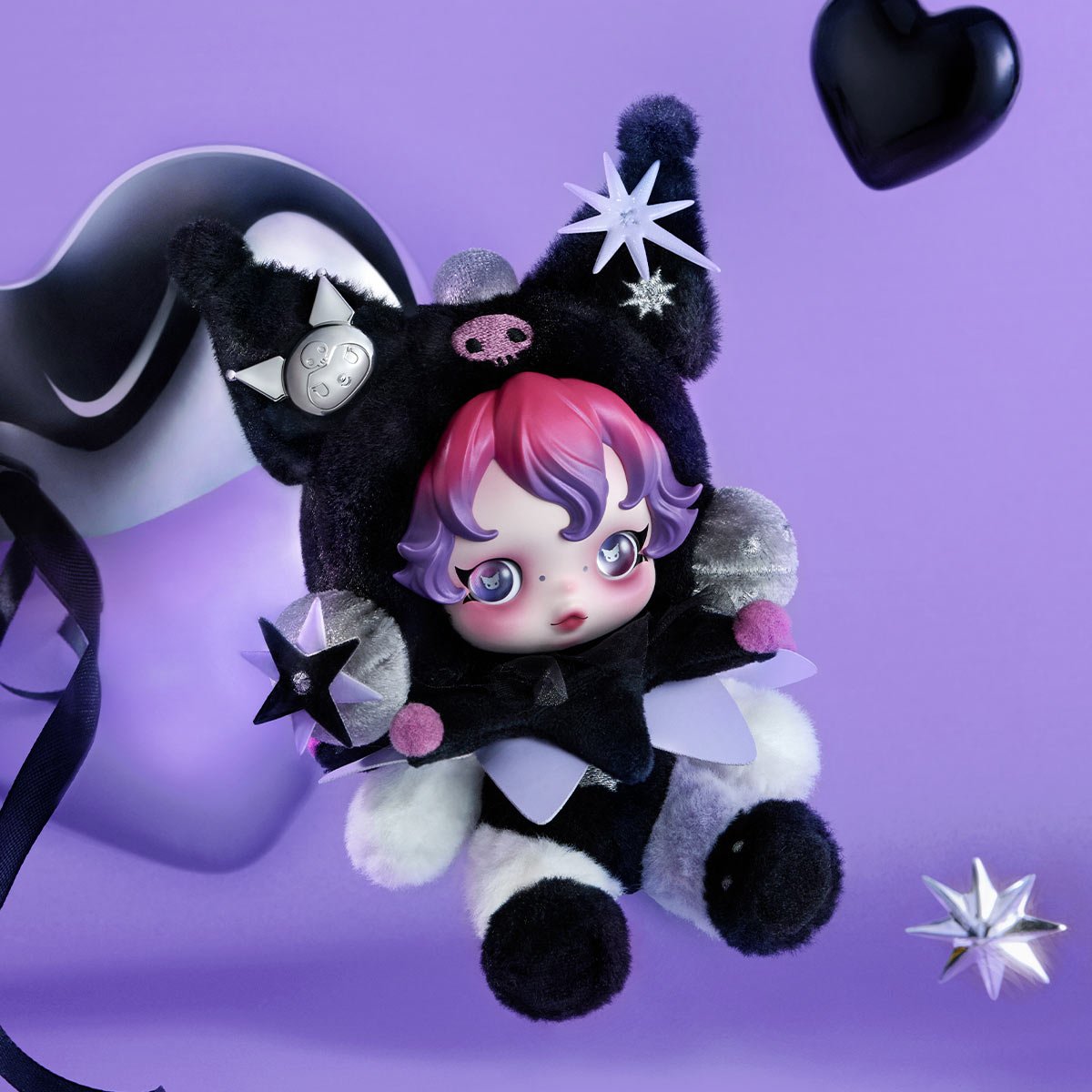 SKULLPANDA × KUROMI Plush Authentic Pop Mart - Canvas & Charms