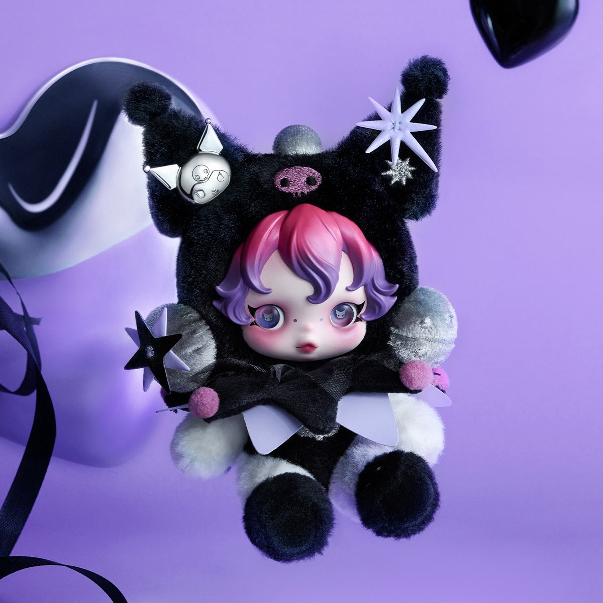 SKULLPANDA × KUROMI Plush Authentic Pop Mart - Canvas & Charms