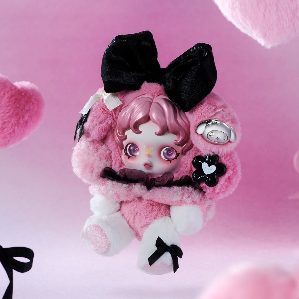 SKULLPANDA × MY MELODY Plush Authentic Pop Mart - Canvas & Charms