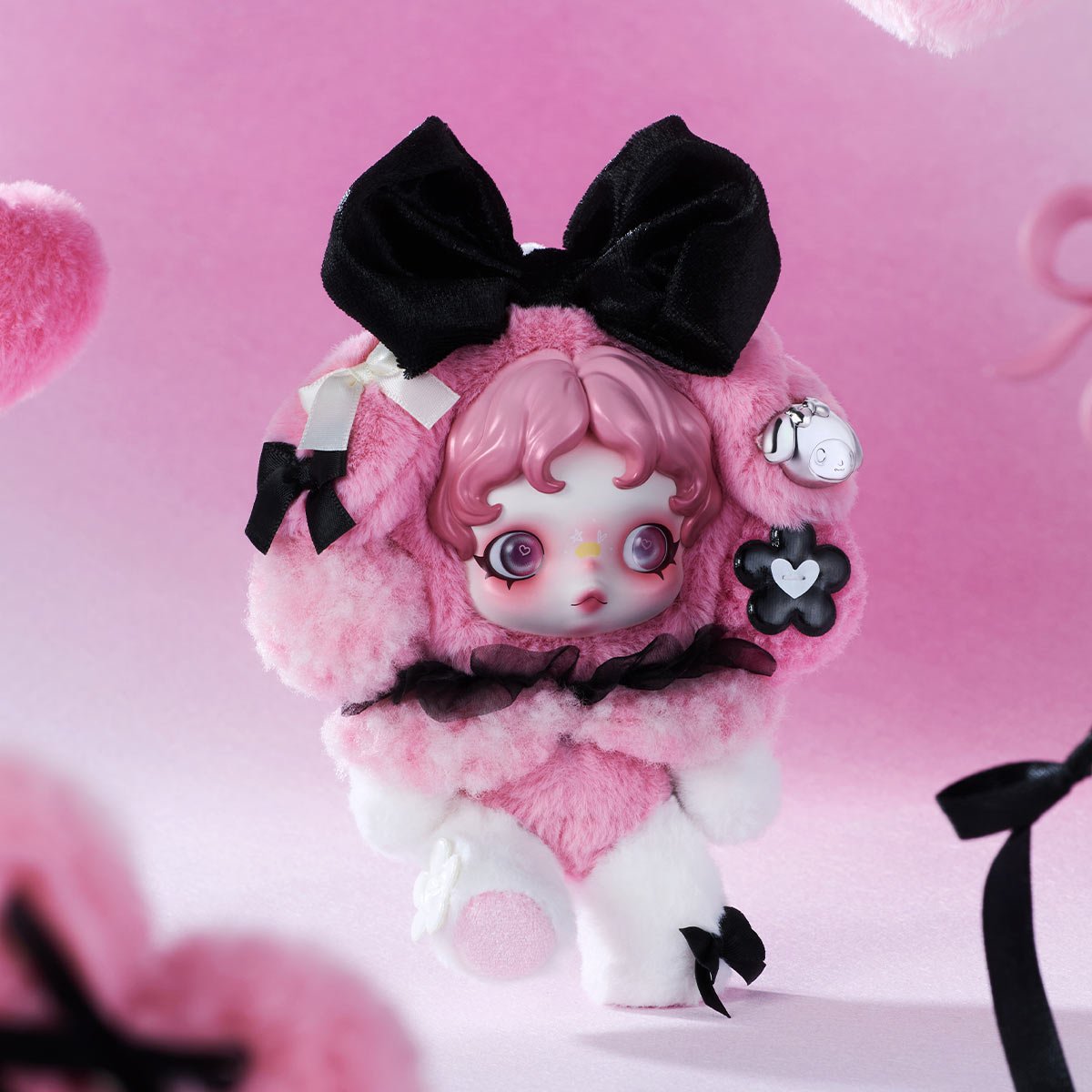 SKULLPANDA × MY MELODY Plush Authentic Pop Mart - Canvas & Charms